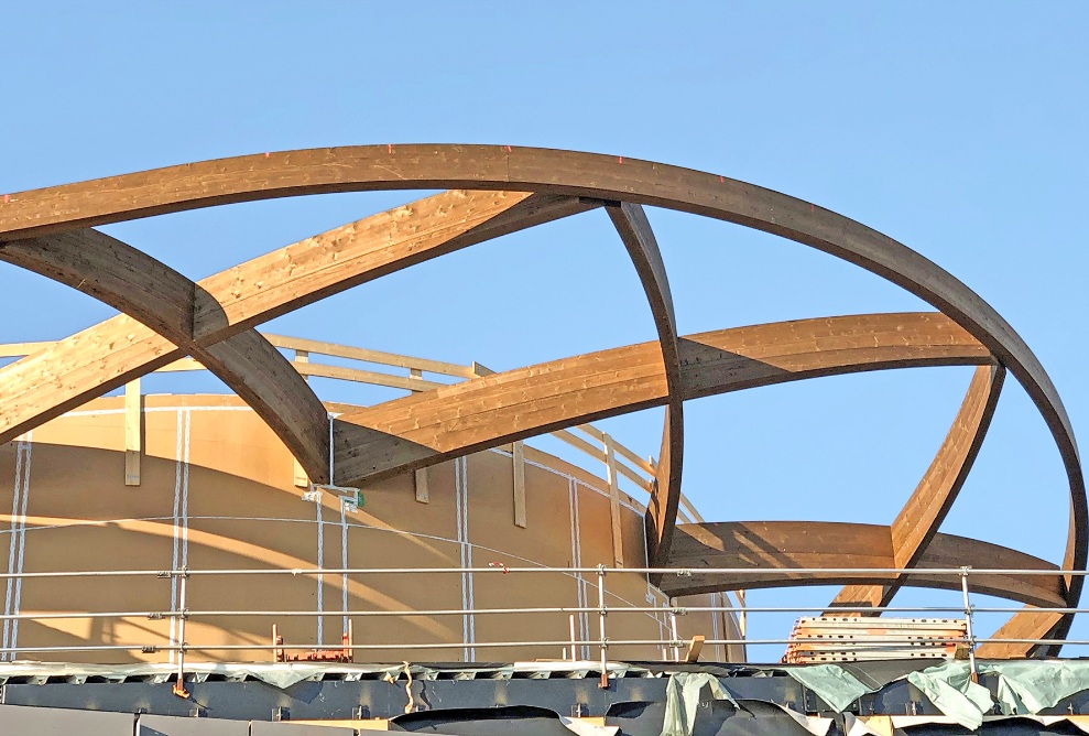 Detailansicht der Dachkonstruktion während den Bauarbeiten