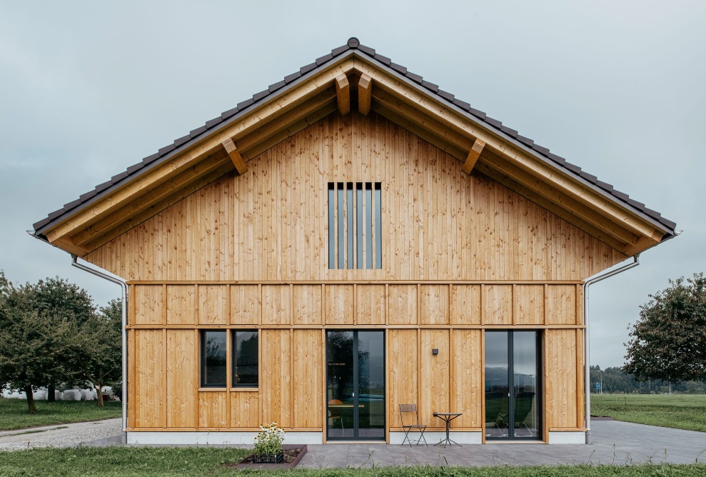 Front of the timber barn dwelling 