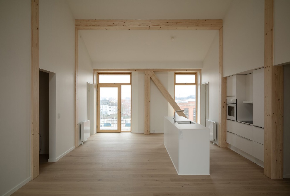 Interior view of an apartment in the MiniCO2 house