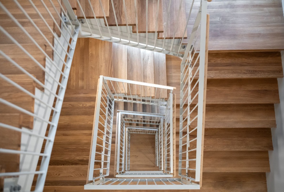 Interior view of the stairs in the MiniCO2 house