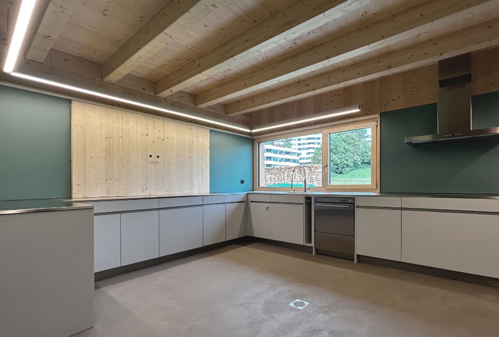 View into the kitchen of the new scout centre