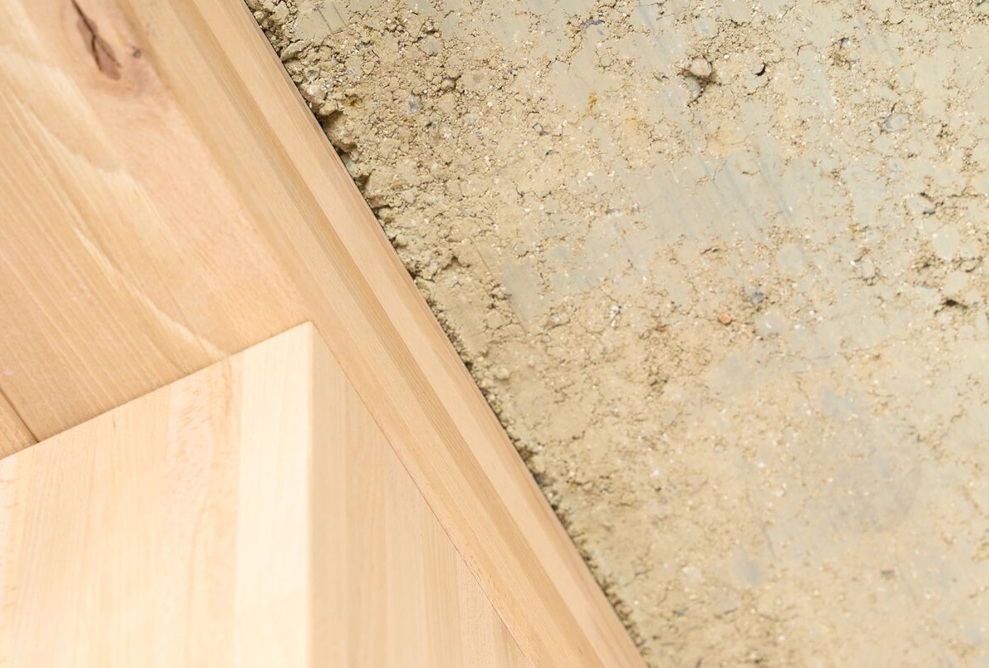 Detailed view of a clay-wood composite ceiling in the HORTUS building