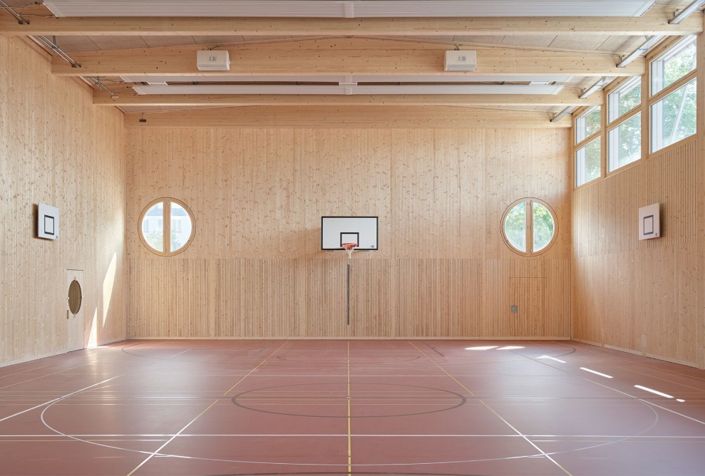 Wooden gymnasium with natural light