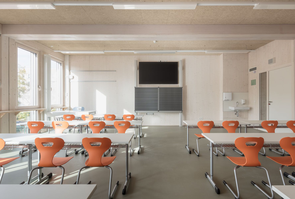 Klassenzimmer des Schulmodulbaus in Dresden