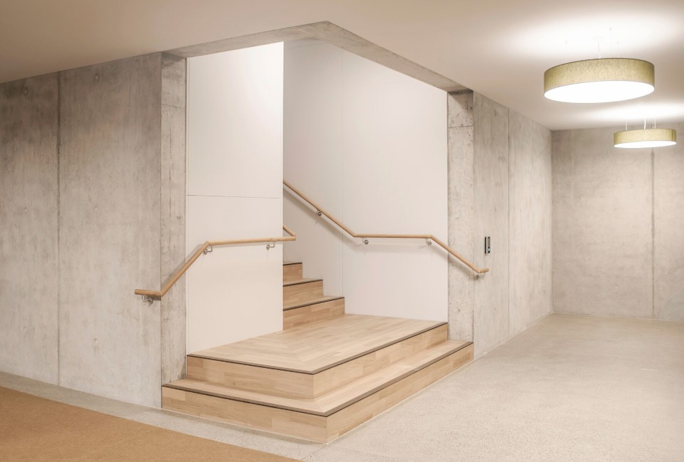 Interior view of the staircase in the new Münsterlingen hospital