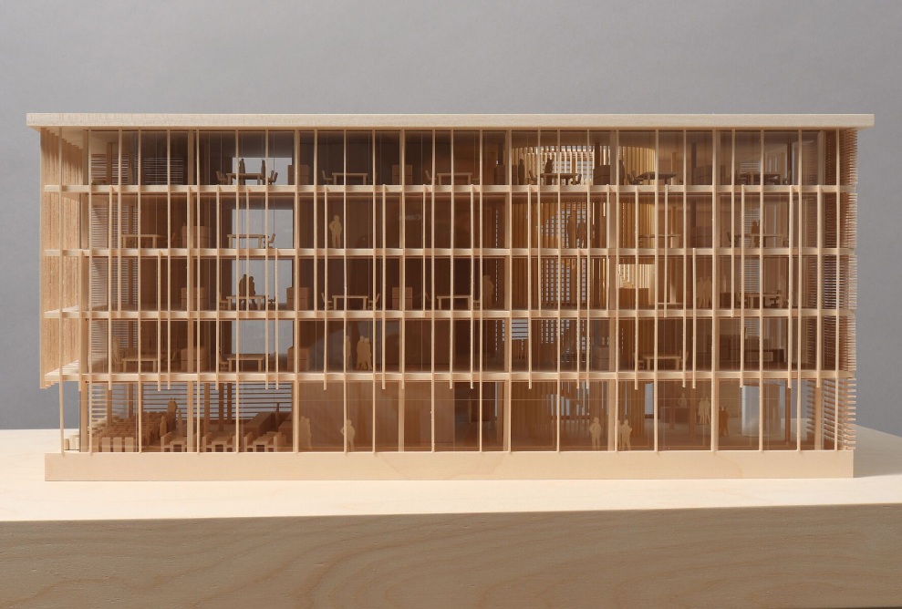 Modellfoto des neuen Bürogebäudes von Blumer Lehmann