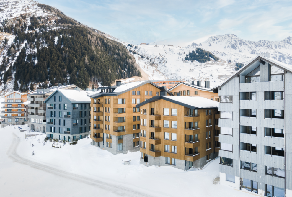 The Turmfalke apartment buildings with the neighbouring buildings