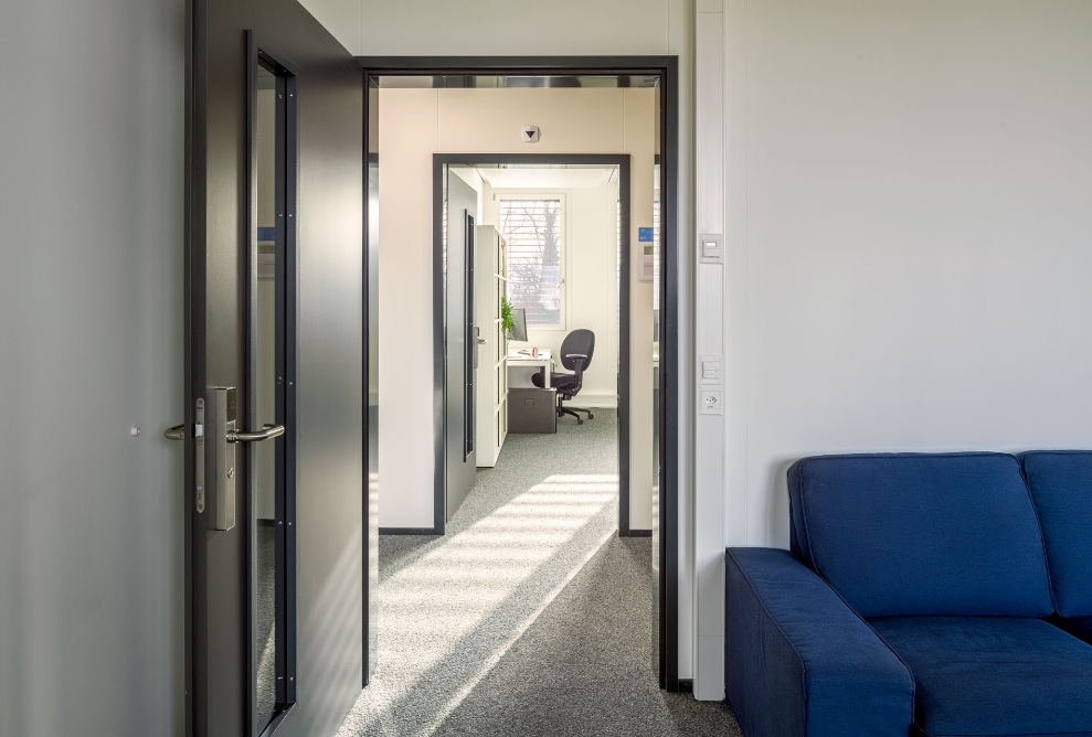 A range of spaces in the University of Lausanne temporary office building.