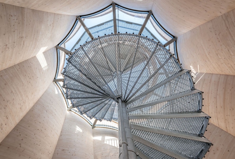 Steel staircase of the new Wangen Tower in the Allgäu
