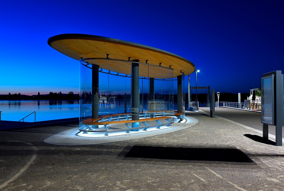  Full view of the Stedi shelter at night 