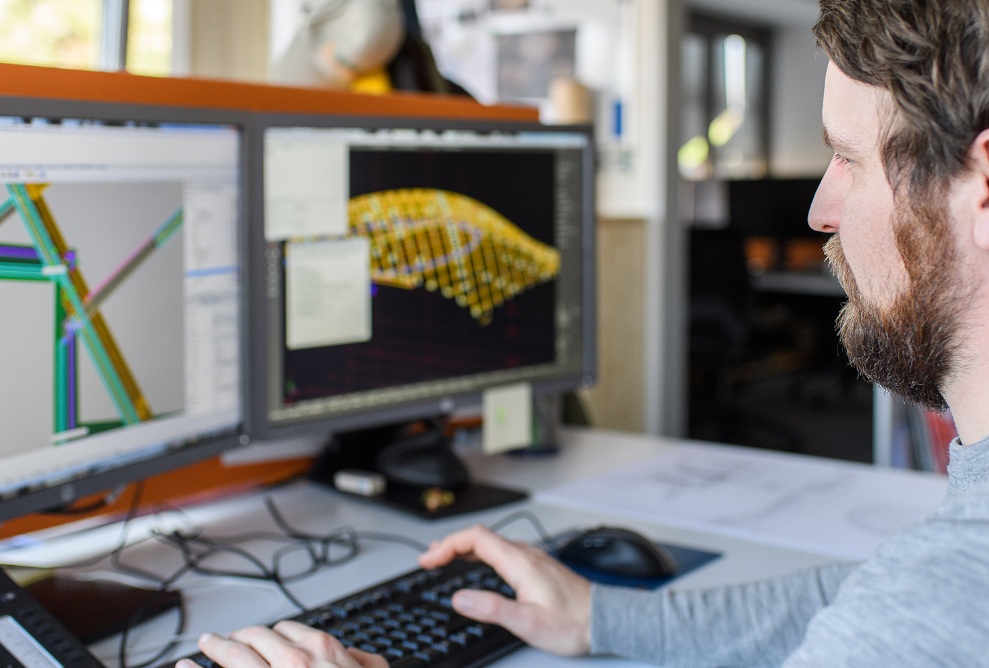 3D planning of a timber construction and creation of a parametric model on the computer.<br/>