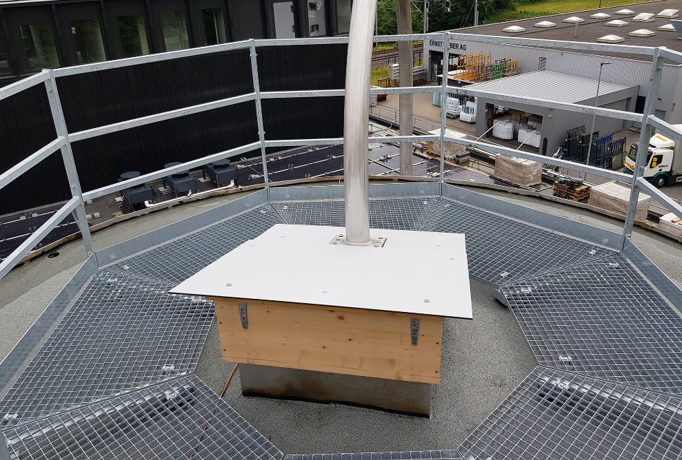 Galvanised steel roof platform round silo in Wetzikon