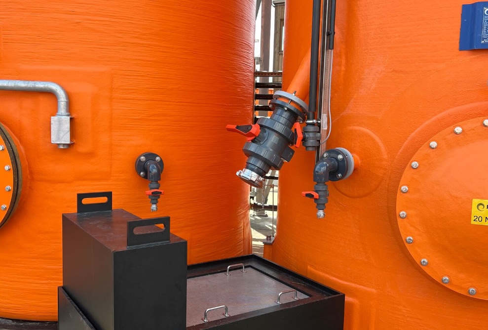 Abschlämmbehälter und Anschlüsse an den Solebehältern