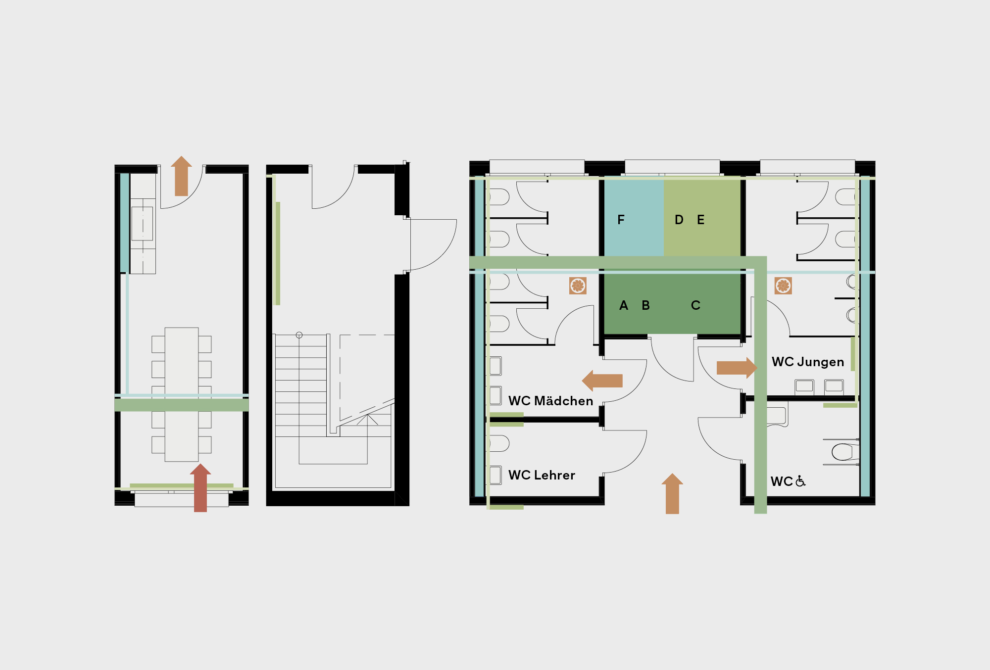 Infrastrukturräume der modularen Schule aus Holz mit Sanitär-, Heizungs-, Klima- und Elektroinstallationen<br/>